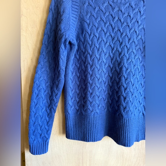 J.Crew Basketweave Cable Knit Wool Angora Sweater Royal Blue Crewneck Medium - Picture 7 of 15
